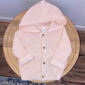 Carter's - Light Pink Knit Button-Down Hooded Jacket